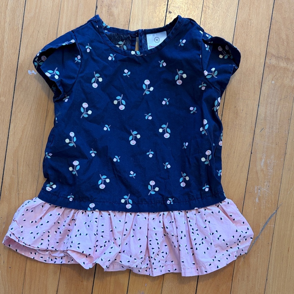 Hanna Andersson Navy and Pink Dress, 6-12 months